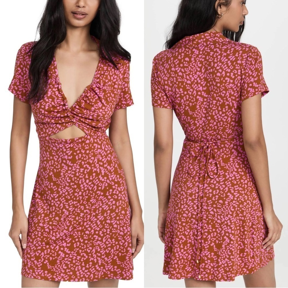 NEW Free People Marsaille Cut Out Mini Dress Rust Combo